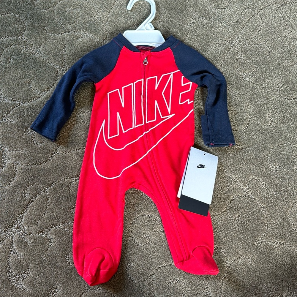 Nike University Red Zip Footed Pajama Onesie Sleeper